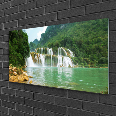 Quadro acrílico Paisagem de cachoeira de floresta