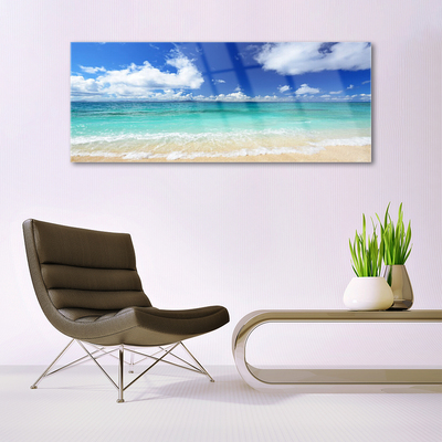 Pintura acrílica Paisagem de praia e mar