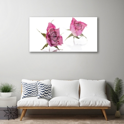 Pintura acrílica Planta de flores rosas