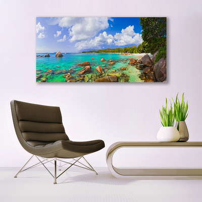 Quadro acrílico Paisagem de praia e mar