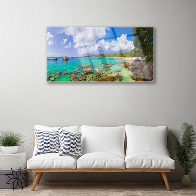 Quadro acrílico Paisagem de praia e mar