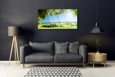 Pintura acrílica Paisagem de folhas de campo