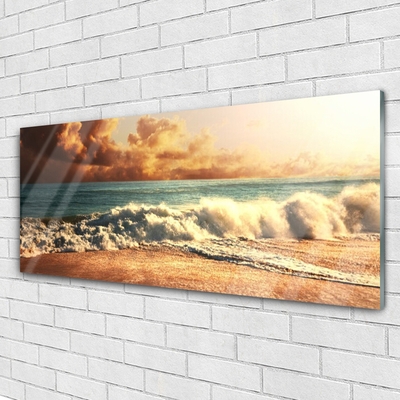 Quadro acrílico Paisagem de ondas de praia oceânica