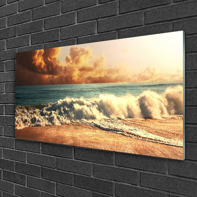 Quadro acrílico Paisagem de ondas de praia oceânica