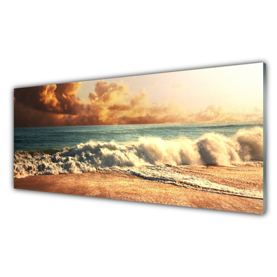 Quadro acrílico Paisagem de ondas de praia oceânica