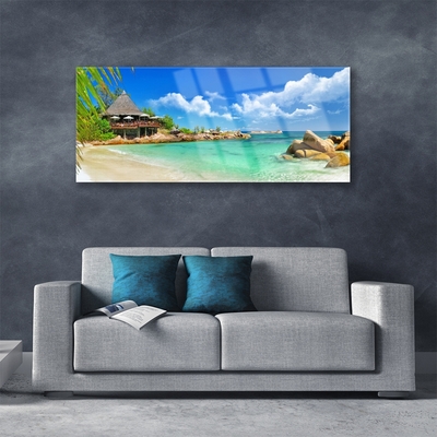 Quadro acrílico Paisagem de praia e mar