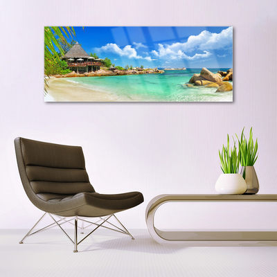 Quadro acrílico Paisagem de praia e mar