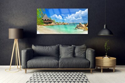 Quadro acrílico Paisagem de praia e mar