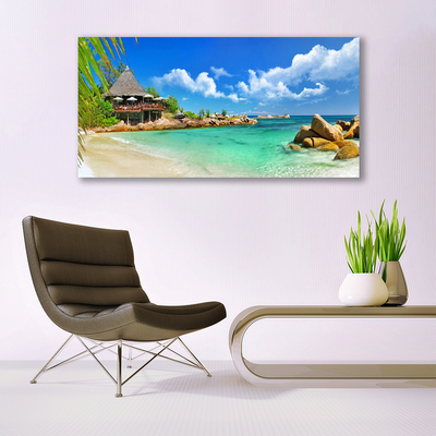 Quadro acrílico Paisagem de praia e mar
