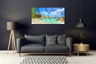 Quadro acrílico Paisagem de praia e mar
