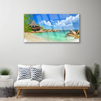Quadro acrílico Paisagem de praia e mar