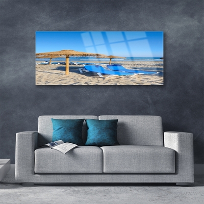 Pintura acrílica Paisagem de praia e mar