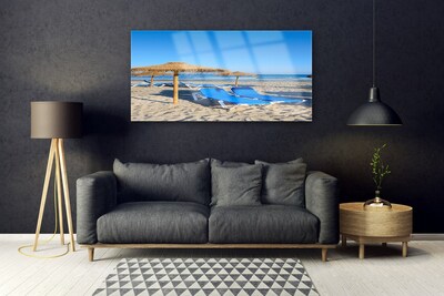 Pintura acrílica Paisagem de praia e mar