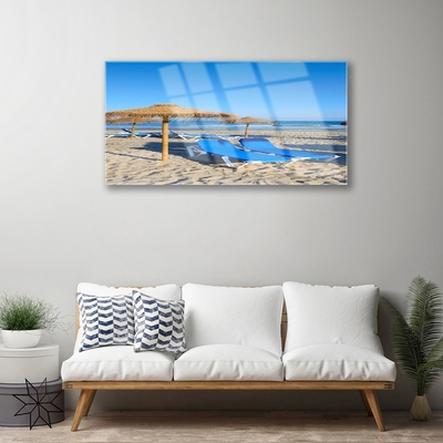 Pintura acrílica Paisagem de praia e mar