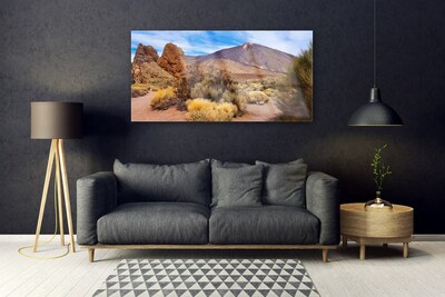 Pintura acrílica Montanhas Plantas Rochas Paisagem