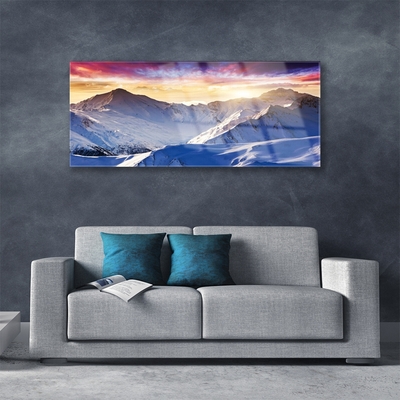 Quadro acrílico Paisagem de montanhas e neve