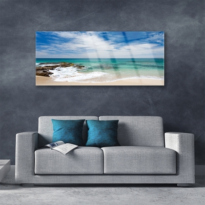 Quadro acrílico Paisagem de praia e mar