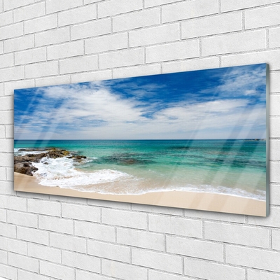 Quadro acrílico Paisagem de praia e mar