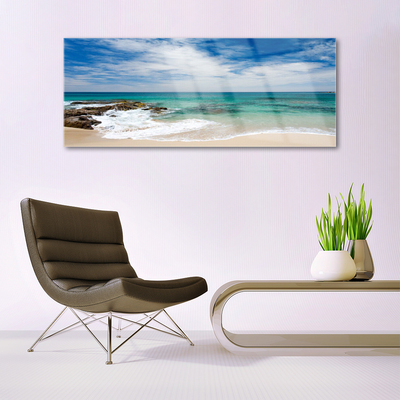 Quadro acrílico Paisagem de praia e mar