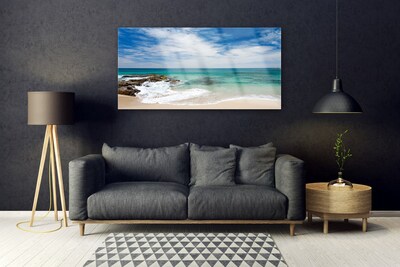 Quadro acrílico Paisagem de praia e mar