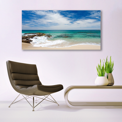 Quadro acrílico Paisagem de praia e mar