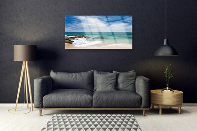 Quadro acrílico Paisagem de praia e mar
