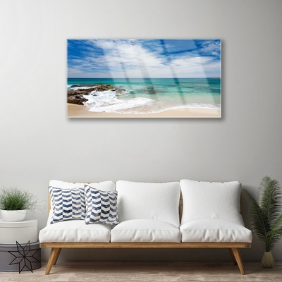 Quadro acrílico Paisagem de praia e mar