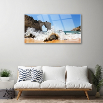 Quadro acrílico Praia Mar Ondas Paisagem