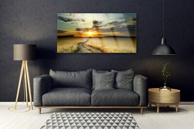 Pintura acrílica Paisagem de campo de caminho