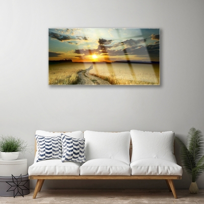 Pintura acrílica Paisagem de campo de caminho