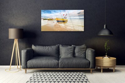 Quadro acrílico Barcos Praia Mar Paisagem
