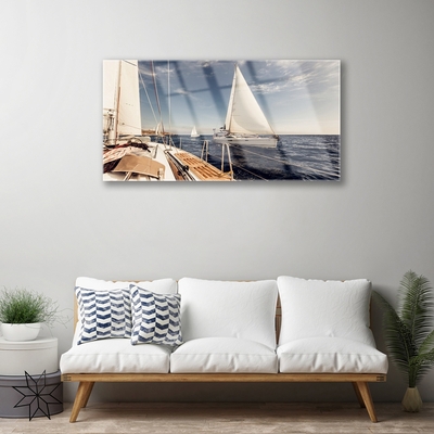Pintura acrílica Paisagem Marinha de Barcos
