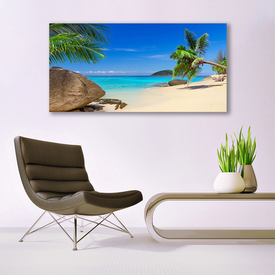 Quadro acrílico Paisagem de praia e mar