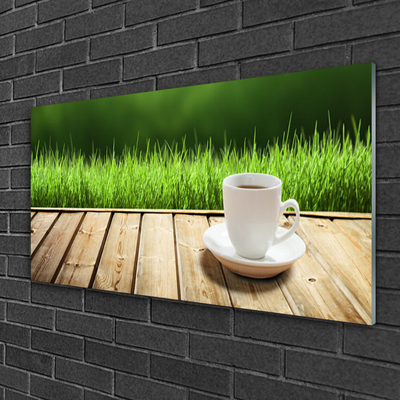 Quadro acrílico Caneca de Grama Natureza Madeira