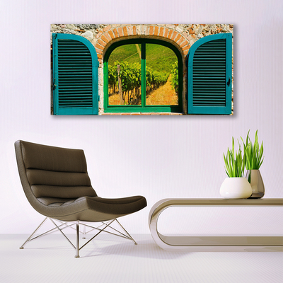 Quadro acrílico Paisagem de campo de janela