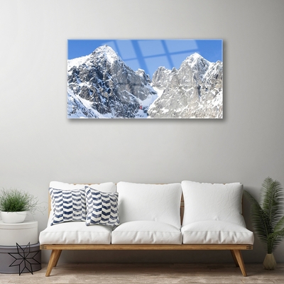 Pintura acrílica Paisagem de neve na montanha