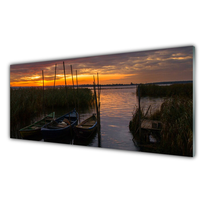 Quadro acrílico Paisagem de ervas marinhas de barcos