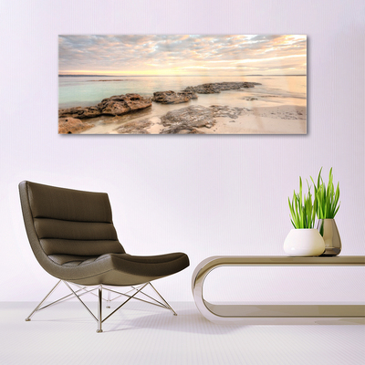 Pintura acrílica Paisagem de praia e mar