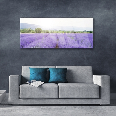 Pintura acrílica Campo de Lavanda Natureza Prado