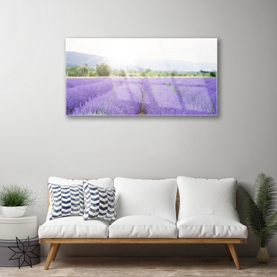 Pintura acrílica Campo de Lavanda Natureza Prado