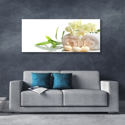 Quadro acrílico Toalhas de Spa Velas Orquídea