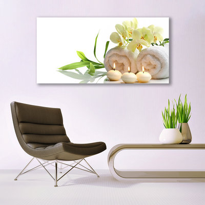 Quadro acrílico Toalhas de Spa Velas Orquídea