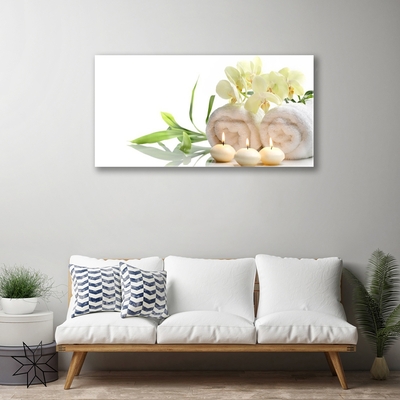 Quadro acrílico Toalhas de Spa Velas Orquídea