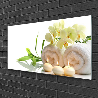 Quadro acrílico Toalhas de Spa Velas Orquídea