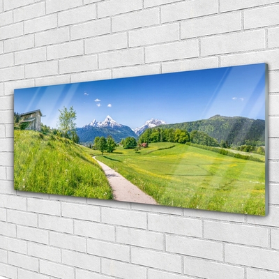 Pintura acrílica Montanhas Meadow Path Valley