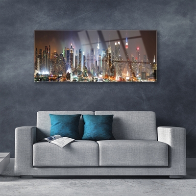 Pintura acrílica Noite na cidade de Nova York