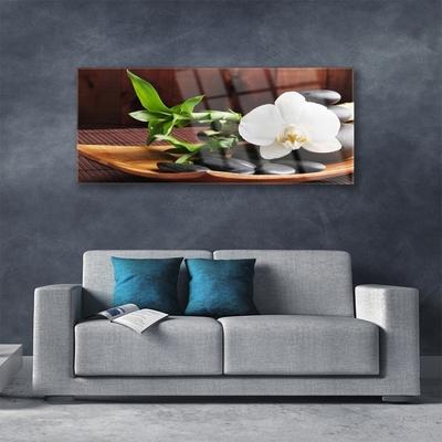 Pintura acrílica Bambu Zen Orquídea Branca