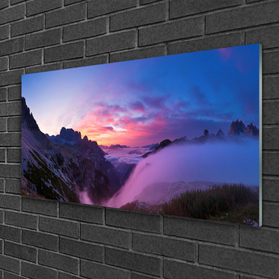 Quadro acrílico Nascer do sol nas montanhas de neblina