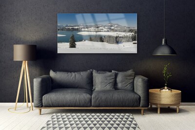 Quadro acrílico Montanhas do Lago Snow Land