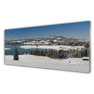 Quadro acrílico Montanhas do Lago Snow Land